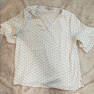 LOFT Polka Dot Flitter Sleeve Blouse
